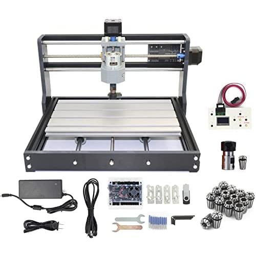RATTMMOTOR CNC Wood Router Machine Kit 3018 PRO GRBL Control 3 Axis DIY Mini CNC Engraver Engraving Milling Machine+ Offline Controller +14pcs ER11 Collet for Carving Acrylic PVC PCB Plastic Wood