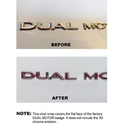 Custom Cut Graphics Dual Motor Badge Wrap for Tesla Model 3/S/X/Y, 2-pc Set (Gloss Red)