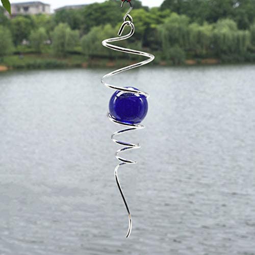 UOUDIO Gazing Ball Spiral Tail Wind Spinner Stabilizer，Indoor Outdoor Decoration Stainless Steel Glass Ball with Hanging Swivel Hook 11