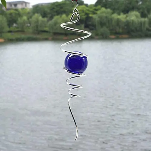 UOUDIO Gazing Ball Spiral Tail Wind Spinner Stabilizer，Indoor Outdoor Decoration Stainless Steel Glass Ball with Hanging Swivel Hook 11