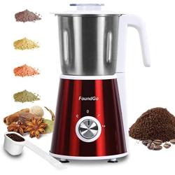 FoundGo 400G Grain Mill Electric Coffee Grinder Multifunction Smash Machine Grinding Machine for Coffee Bean Dry Spices Seeds Cereals Pulverizer Corn Herb Flour Mill with Brush (RED)