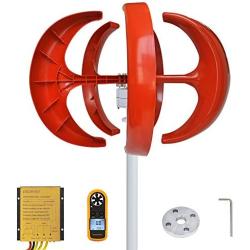 Pikasola Wind Turbine 200W max 220W 12V 5 Blade Wind Vertical Axis Generator 3 Phase AC Permanent Magnet Generator Wind Turbine Kit with Controller for Hybrid Wind Solar System