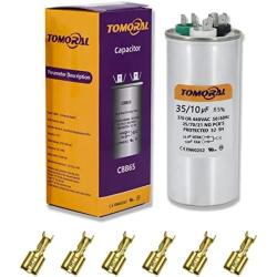 TOMORAL 35+10 MFD 35/10 uF ±5% 370VAC/440 Volt CBB65 Dual Run Round Capacitor for AC. for Condenser Straight Cool or AC Motor and Fan Starting or Heat Pump Air Conditioner (Universal Compatibility)