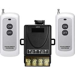 QOFOWIN Wireless Remote Switch,with 984FT Long Range,DC12V/24V/48V/72V RF Remote Switch for Anti-theft Alarms, Roller Lind Door,Gate Barriers Motor cycles (Two Remote Controls 12V)