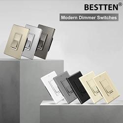 BESTTEN Matte Brown Dimmer Wall Light Switch, Single Pole or 3-Way, Compatible with Dimmable LED, CFL, Incandescent and Halogen Bulb, 120VAC, UL/cUL Listed