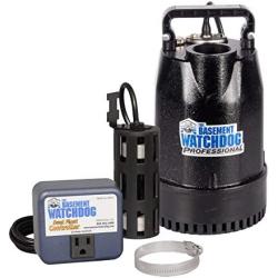 THE BASEMENT WATCHDOG Model SIT-33D 1/3 HP 3,720 GPH at 0 ft. and 3,100 GPH at 10 ft. Cast Iron Submersible Sump Pump Top Discharge and Caged Dual Micro Reed Float Switch and Controller