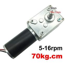 BRINGSMART 24V 5rpm DC Worm Gear Motor 70kg.cm Self-locking Reversed Mini Turbine Geared Motor for DIY Robot Rotating Table Door Lock Curtain Machine