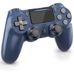 Wireless Game Controller Compatible with P-S4 Controller with Audio Jack, Wireless Gamepad for P-S4/Pro/Slim Built-in Dual Motors and Gyro Sensor, 1000mAh Rechargeable Battery (Blue-1) [video game]