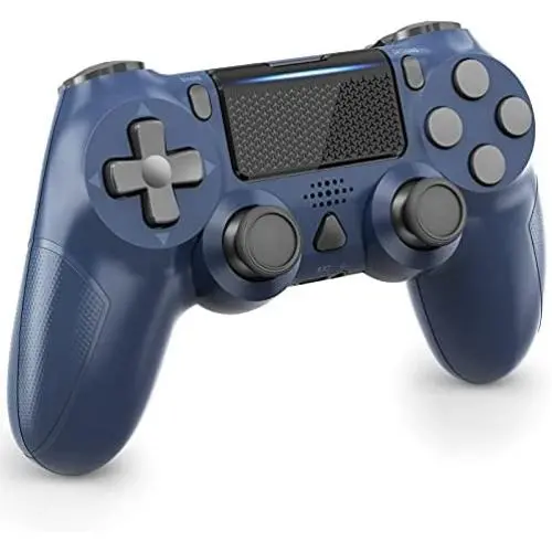 Wireless Game Controller Compatible with P-S4 Controller with Audio Jack, Wireless Gamepad for P-S4/Pro/Slim Built-in Dual Motors and Gyro Sensor, 1000mAh Rechargeable Battery (Blue-1) [video game]