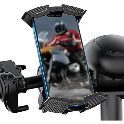 Amiss Bike Phone Holder, Motorcycle Phone Mount, Handlebar Clip of Bike Phone Mount for Electric, Mountain, Scooter and Dirt Bikes, Car Exterior Accessories, Fit for iPhone/Samsung/All Cell Phones