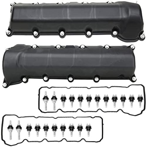 MITZONE Left and Right Side Valve Covers with Gaskte and Bolts Compatible with 2001-2007 Dodge Ram 1500 Durango Dakot Jeep Commander Grand Cherokee 4.7L V8 Replace # 53021828AA 53021829AD