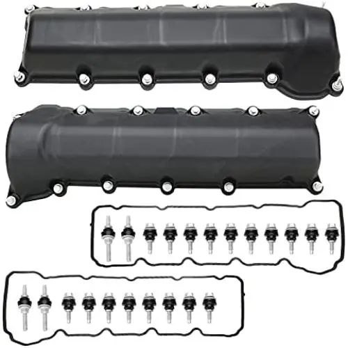 MITZONE Left and Right Side Valve Covers with Gaskte and Bolts Compatible with 2001-2007 Dodge Ram 1500 Durango Dakot Jeep Commander Grand Cherokee 4.7L V8 Replace # 53021828AA 53021829AD