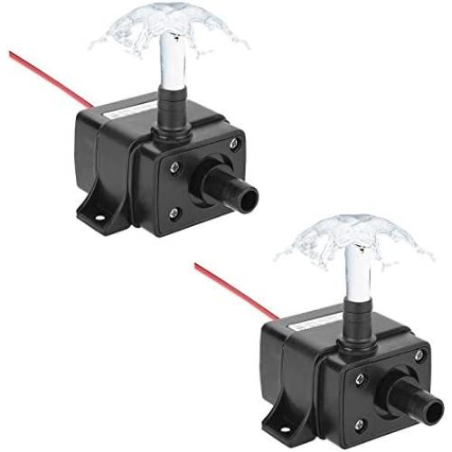 Mini Submersible Water Pump 2 Pack, DC 12V Ultra-Quiet Electric Brushless Submersible Fountain Pump for Aquarium Fish Tank Hydroponic Fountains
