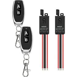 dstfuy Wireless Remote Switch,2 Way Mini Remote Switch DC 5V/12V/24V/48/10A Relay Wireless Light Switch with 328FT Long Range for Motor,LED Light,Wireless Security Alarm