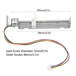 Stepper Motor Linear 4‑Wire 80mm 2‑Phase Linear Moving Parts Stepper Motor Stroke for Small Slider Equipment Measurement Laser Printer