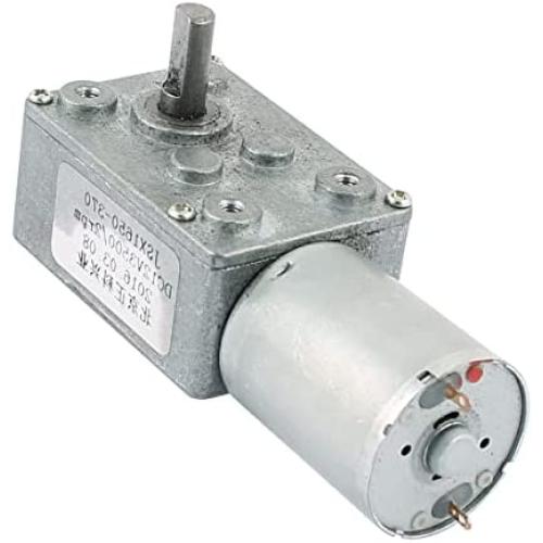 sourcing map Turbo Worm Geared Motor DC 12V 2RPM 6mmx13mm D-Shape Shaft Electric Power Silver Tone