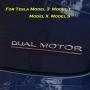 YHCDSEA Model 3 Y Dual Motor Badge Emblem Sticker Plaid Decor Compatible for Tesla Model 3 Y X S Accessories (Dual Motor-Silver)