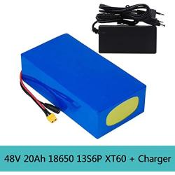 48V 20Ah E-Bike Rechargeable Lithium Ion Battery Pack, Built-in BMS Board, for 2000W Electric Bicycles/Motorcycles Motors, with Charger
