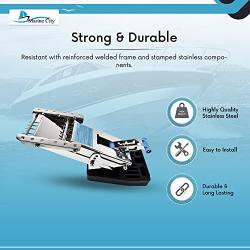 MARINE CITY 304 Stainless Steel Fine Polished Outboard Motor Bracket Up to 20 HP Easy Use Smooth Design Heavy Duty for Yachts, Boat Accessories, Marine, RV