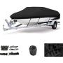 MOTOOS 16-18Ft Boat Cover Heavy Duty 600D Oxford Fabric Waterproof Trailerable Fishing Ski Runabout Protector with Carrying Bag V-Hull 95