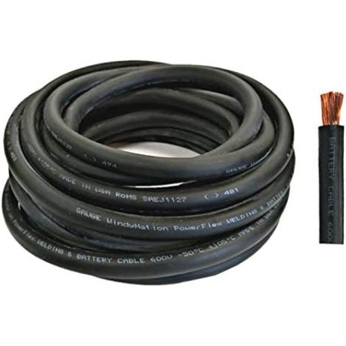 WNI 1/0 Gauge 10 Feet Black 1/0 AWG Ultra Flexible Welding Battery Copper Cable Wire - Made In The USA - Car, Inverter, RV, Solar