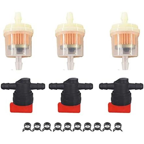 munirater 1/4 in Line Shut Cut Off Valve Clamp Fuel Gas Filter Replacement for Briggs & Stratton Yamaha Motorcycle Lawn Mower Tractor