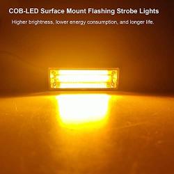 EMIHO 3 LED Strobe Light Amber Emergency Vehicle Grille Waterproof Surface Mount Beacon Warning Light Head for Car SUV Pickup Truck Van Motorcycle