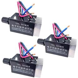 DC Motor Speed Controller Universal 12V 24V 10A Electronic Stepless DC Speed Controller Rotary Switch for Car Truck Fan Heater Control Regulator 3Pack