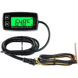 Runleader Engine Temp Gauge Meter, Hour Meter and Tachometer, Battery Replaceable for Garden Tractor Generator Chainsaw Outboard Marine ATV Jetski Motorcycle Snowmobile Compressor.