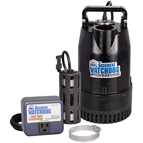 THE BASEMENT WATCHDOG Model SIT-50D 1/2 HP 4,400 GPH at 0 ft. and 3,540 GPH at 10 ft. Cast Iron Submersible Sump Pump with Top Discharge and Caged Dual Micro Reed Float Switch and Controller