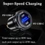 BATIGE Dual PD 45W USB C Charger Socket Fast Charge Dual PD USB C Port Waterproof with Switch LED Voltmeter and Wire Fuse DIY Kit for 12V/24V Car Boat Marine ATV Bus Truck RV Motorcycle