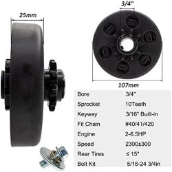 FDJ Centrifugal Clutch 3/4 10 Tooth 212cc Predator Engine Go Kart Clutch with Bolt and Washer Kit