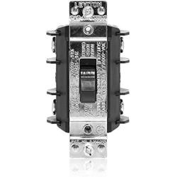 Leviton MS302-DSS 30 Amp, 600 Volt, Double-Pole, Single Phase AC Motor Starter, Suitable as Motor Disconnect, Short Toggle, Industrial Grade, Non-Grounding, Black