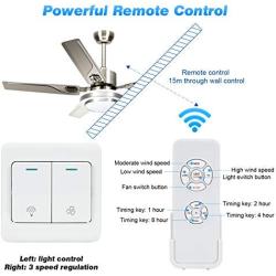Modern Ceiling Fans with Light, Reversible, 5 Stainless Steel Blades, Three Speeds 3 Light Changes, Indoor, Silent, Energy Saving, Home Decor, 48 Inch