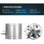 iPower GLFANXBOOSTER8CTRL 8 Inch 420 CFM Booster Fan Inline Duct Vent Blower with Variable Speed Controller Adjuster, Silver