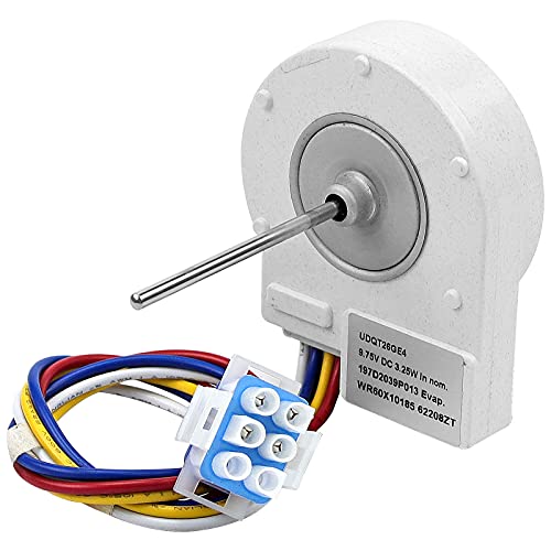 WR60X10185 Evaporator Fan Motor Evaporator Fan Motor UDQT26GE4 Replace Part Numbers WR23X10353 UDQT26GE4 PS1019114 AP3875639 Compatible with General Electric Refrigerator