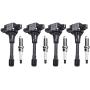 ENA Set of 4 Iridium Spark Plug and 4 Ignition Coil Pack Compatible with Nissan Altima Rogue Versa Cube Sentra 1.8L 1.6L 2.5L Replacement for UF-509 UF-549