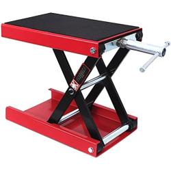 XKH- Heavy Duty Motorcycle Lift Scissor Jack Center Hoist Stand For 1,100LBS Weight Capacity/ATV/Dirt bikes/Smaller Similar Vehicles [P/N: ET-CAR-FIX012-BK+RED]
