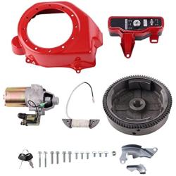 MOFANS Starter Motor Kit Fit For Compatible With GX200 6.5HP GX160 5.5HP Starter Motor With Solenoid Flywheel With Ring Gear Key Switch Box With Keys Charging Coil Mounting Bolts