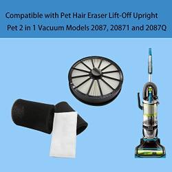 Aolleteau Filter Compatible with Bissell Pet Hair Eraser Lift-Off Upright Vacuum Cleaner - Series 2087, Models 2087, 2087Q （1 Pack Post-Motor Filter & 1 Pack Pre-Motor Filter）