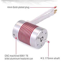 Surpass Hobby 3650 3900KV Waterproof Brushless Sensorless Motor Shaft 3.175mm for for 1/10 RC Car Truck