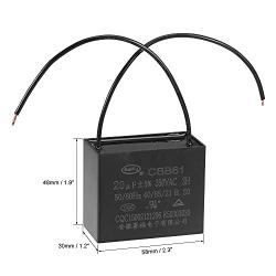 uxcell Ceiling Fan Capacitor CBB61 20uF 350V AC 2 Wires Metallized Polypropylene Film Capacitor 58x48x30mm for Electric Fan Pump Motor Generator 3Pcs