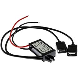 E-outstanding 1PC DC Converter Module 12V to 5V 3A 15W Regulator Step Down Car Power Converter with Double USB Cable DC to DC Buck Converter
