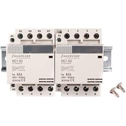 Shopcorp 40 Amp 8 Pole (4 Pole x 2) Normally Open, 110/120VAC Coil (Silent Operation), Motor Load 40A and Lighting Load 63A Contactor Bundle with DIN Rail, 35 x 150 mm and 2#10 Screws