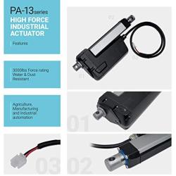 PROGRESSIVE AUTOMATIONS 12V High Force (3000 lbs. 4 in.) Linear Electric Actuator IP 66 Protection for Industrial, Machinery Usage. Brushed DC Electric Motor & Stainless-Steel Stroke. PA-13-4-3000