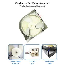 DA97-15765A DA97-15765C Refrigerator Condenser Fan Motor Assembly, DA97-12842A Compatible with Samsung Such as RH22H9010SR, RF23HTEDBSR, RF263BEAEBC, RF24FSEDBSR, RH25H5611BC