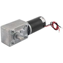 sourcing map Worm Geared Motor DC 12V 60RPM 8mmx15mm Dual D-Shape Shaft Electric Power Turbo Silver Tone