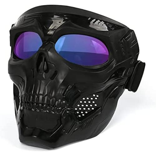 PiscatorZone Motorcycle Goggles Skull Face Mask Paintball Ski&Riding Halloween
