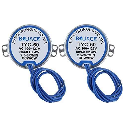 BOJACK 2PCS Synchronous Motor AC100~127V Volt 50/60HZ 4W 2.5-3RPM/MIN CW/CCW Turntable Motor for Electric, Crafts Tumbler, Model or Cup Turner Motor