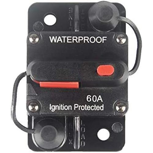 WOHHOM 60 Amp Circuit Breaker with Manual Reset 12V-36V DC Waterproof Surface Mount for Car Audio Rv Marine Boat Truck Trolling Motors, 30-300A Car Speaker Resettable Fuse